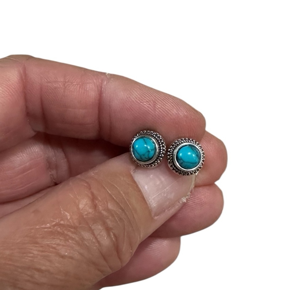 Sterling Silver and Turquoise Stud Earrings